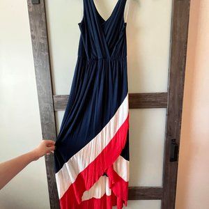 Gilli Red White & Blue High Low Middi Dress